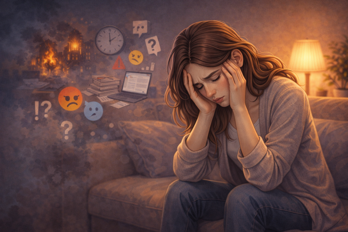 Zhinka vtomlena posered stresu