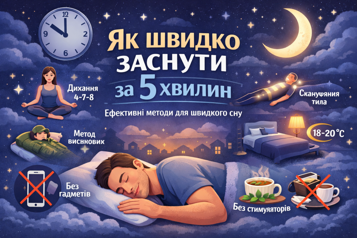 Методи швидкого засинання за 5 хвилин
